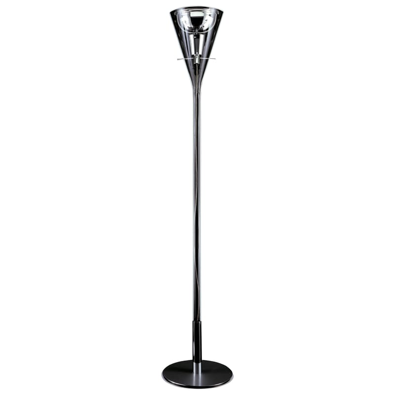 Luminaire - Lampadaires - Lampadaire Flûte verre métal / H 210 cm - Fontana Arte - Verre - Chrome - Métal chromé, Verre