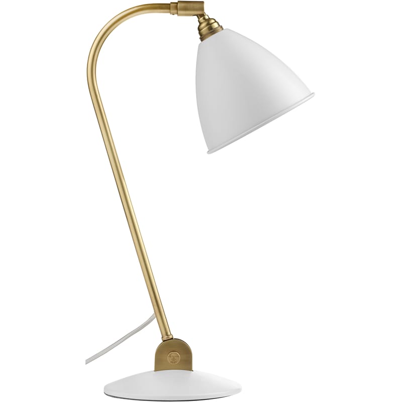 Luminaire - Lampes de table - Lampe de table Bestlite BL2 métal blanc / Réédition de 1930 - Abat-jour métal - Gubi - Métal blanc / Pied laiton - Laiton, Métal