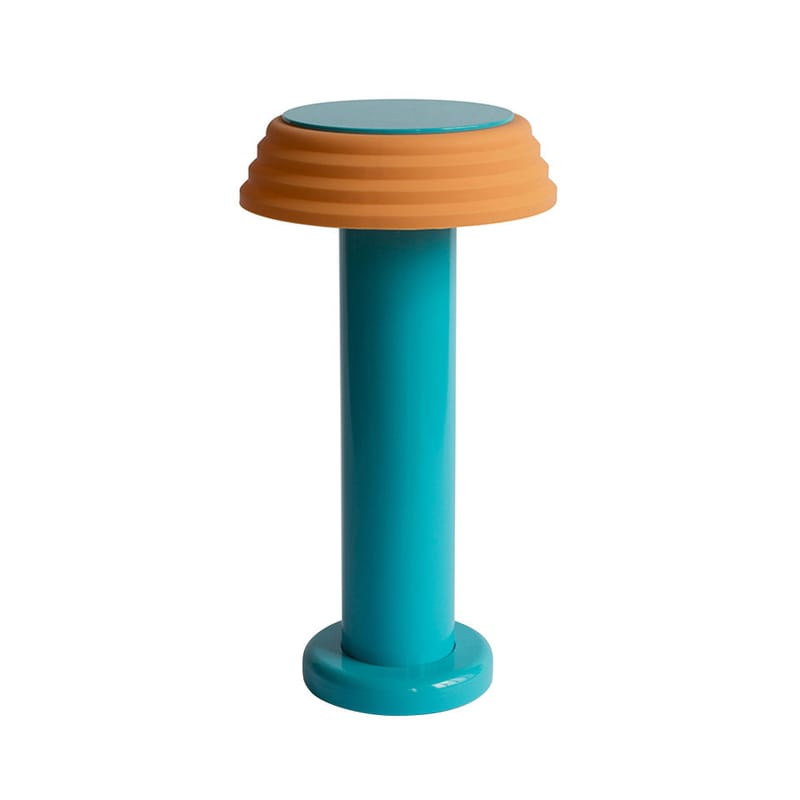 Décoration - Pour les enfants - Lampe sans fil rechargeable Shades - PL1 LED plastique bleu orange multicolore / Ø 13 x H 24 cm - SOWDEN - Bleu & orange - Aluminium, Silicone souple