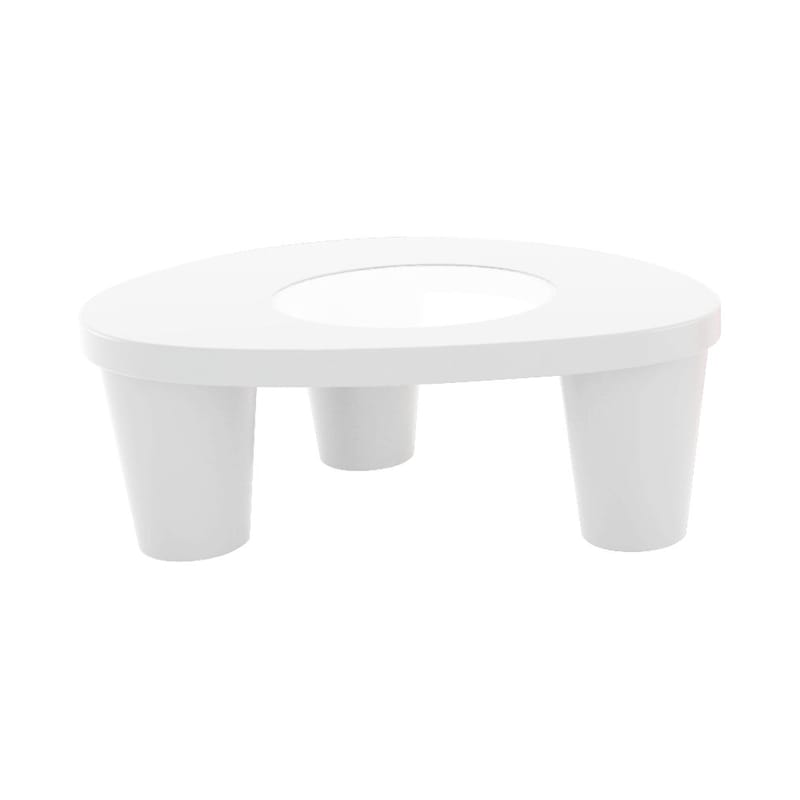 Mobilier - Tables basses - Table basse Low Lita verre plastique blanc / 90 x 74 cm - Slide - Blanc - Polyéthylène recyclable, Verre