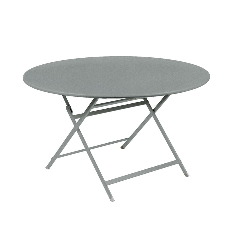 Jardin - Tables de jardin - Table pliante Caractère métal gris / Ø 128 cm - 7 personnes - Fermob - Gris lapilli - Acier peint