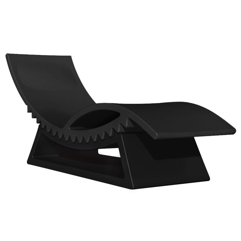 Jardin - Bains de soleil, chaises longues et hamacs - Chaise longue TicTac plastique noir / Avec table basse - Slide - Noir - polyéthène recyclable