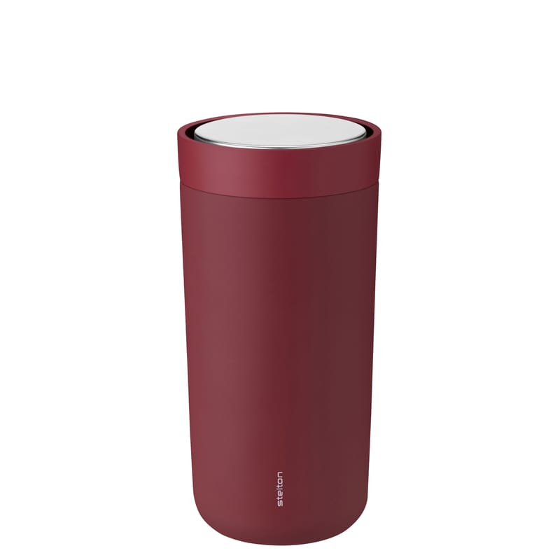 Table et cuisine - Tasses et mugs - Mug isotherme To Go Click STEEL métal rouge / Acier - 40 cl - Stelton - Bordeaux - Acier inoxydable