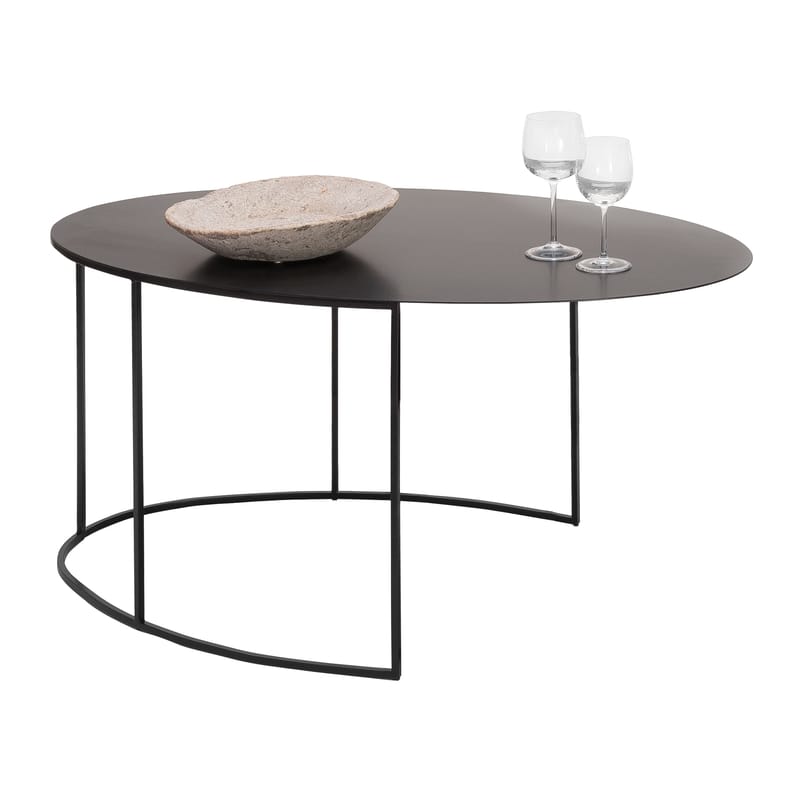 Mobilier - Tables basses - Table basse Slim Irony Ovale métal noir / 86 x 54 cm H 42 cm - Zeus - Noir cuivré - Acier