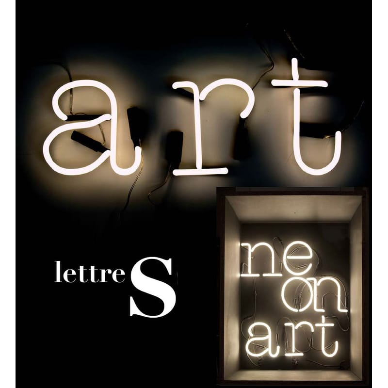 Lighting - Wall Lights - Neon Art Wall light with plug glass white Letter S - Seletti - White / Black cable - Glass