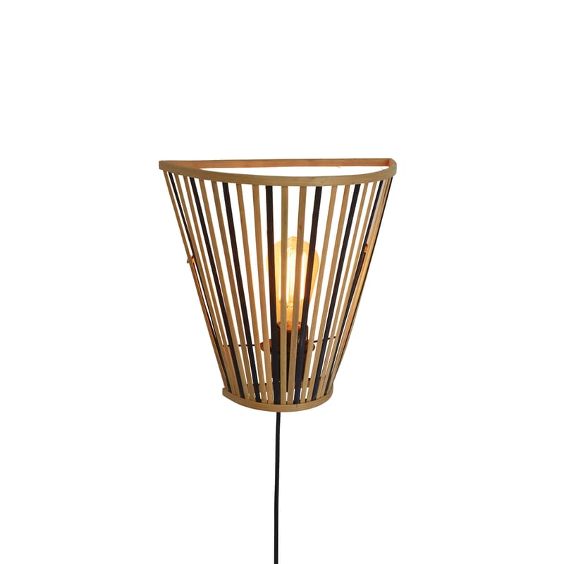 Luminaire - Appliques - Applique avec prise Merapi bois beige / bambou / L 30 x H 30 cm - GOOD&MOJO - Naturel & noir - Bambou, Fer