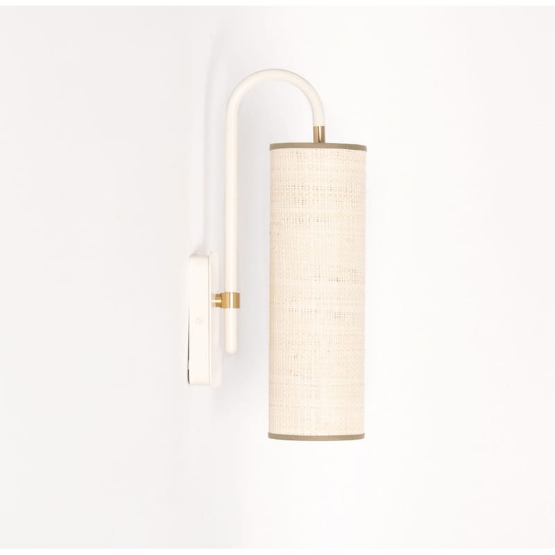 Luminaire - Appliques - Applique Tokyo fibre végétale blanc / Rabane - H 42 cm - Maison Sarah Lavoine - Rabane naturelle / Blanc - Acier thermolaqué, Rabane
