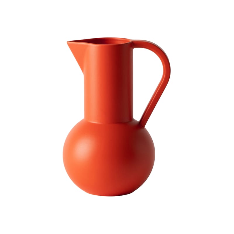 Table et cuisine - Carafes et décanteurs - Carafe Strøm Medium céramique orange / 1,5 L - H 24 cm / Fait main - raawii - Corail Strong - Céramique émaillé