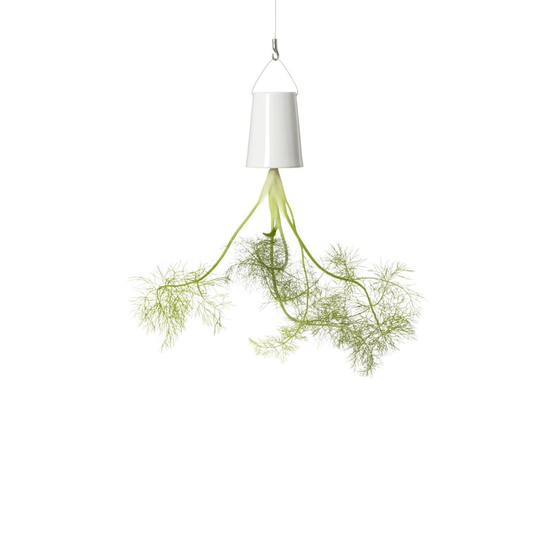Décoration - Pots et plantes - Jardinière suspendue Sky Small céramique blanc / H 13 cm - Boskke - H 13 cm / Blanc - Céramique