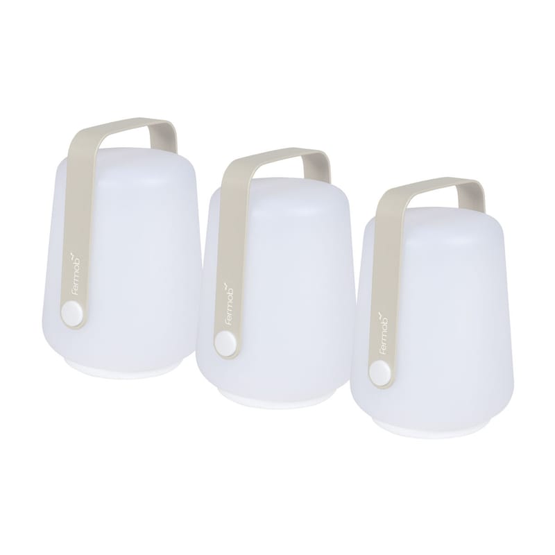 Luminaire - Luminaires d\'extérieur - Lampe extérieur sans fil rechargeable Balad LED plastique gris / H 13,5 cm - Set de 3 - Fermob - Gris argile - Aluminium, Polyéthylène