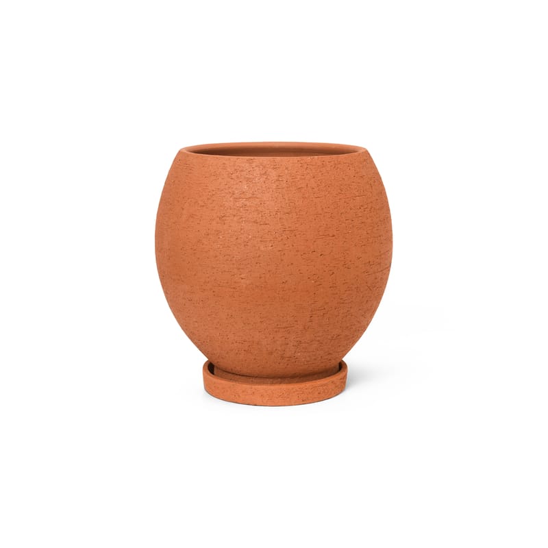 Jardin - Pots et plantes - Pot de fleurs Ando Medium céramique orange / Ø 40 x H 40 cm - Avec soucoupe - Ferm Living - H 40 cm / Terracotta - Terracotta