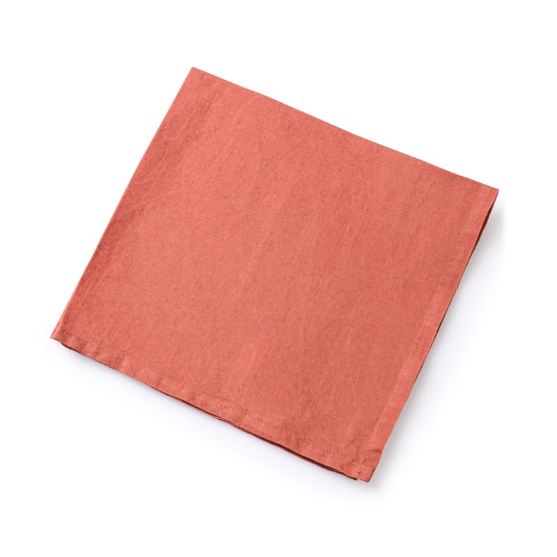 Table et cuisine - Nappes, serviettes et sets - Serviette de table  tissu rouge marron / 50 x 50 cm  - Lin traité TEFLON®anti-tache - Au Printemps Paris - Tomette - Lin