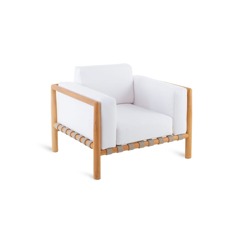Mobilier - Fauteuils - Set coussins  tissu blanc / Pour fauteuil Pevero - Unopiu - Coussins / Blanc écru - Tissu acrylique