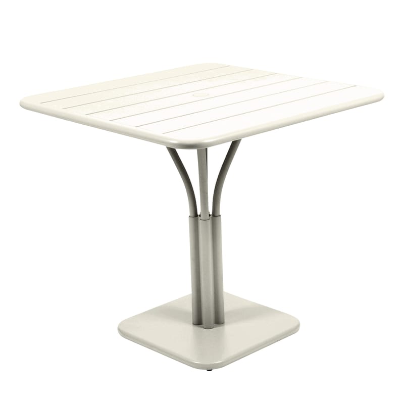 Jardin - Tables de jardin - Table carrée Luxembourg métal gris / 80 x 80 cm - Pied central - Fermob - Gris argile - Aluminium laqué