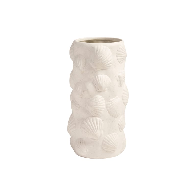 Décoration - Vases - Vase Tide scallop céramique blanc / Coquillages en relief -  H 27 cm - & klevering - Blanc - Grès