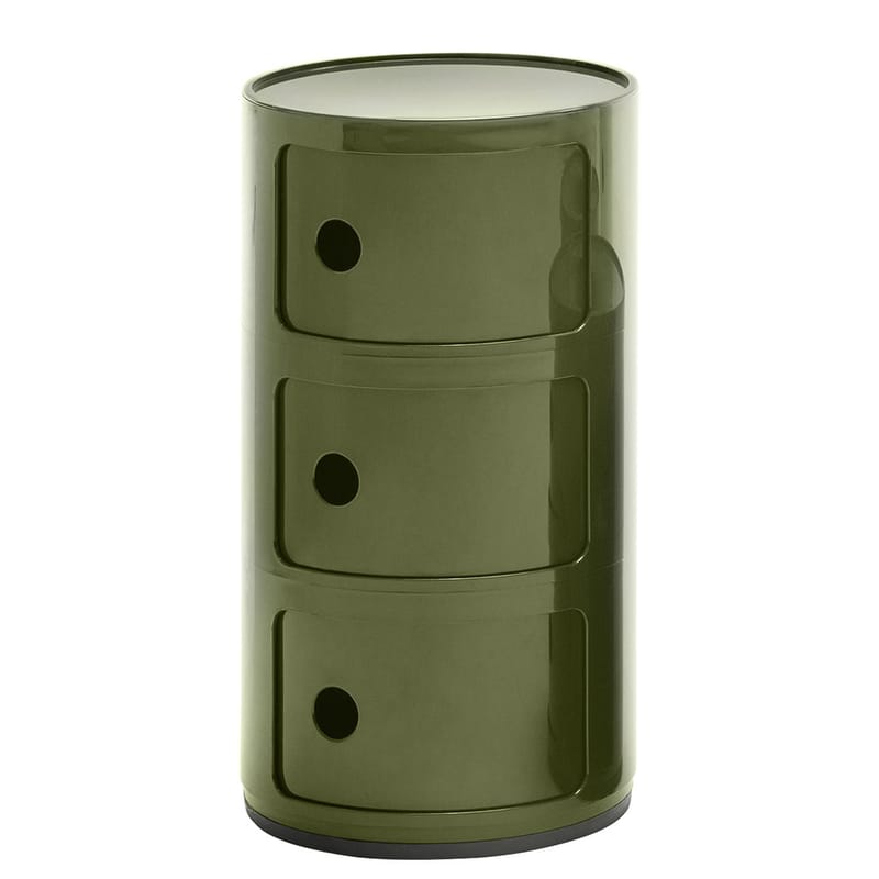 Möbel - Möbel für Kinder - Ablage Componibili plastikmaterial grün / 3 Fächer - H 58 cm - Kartell - Khaki - ABS
