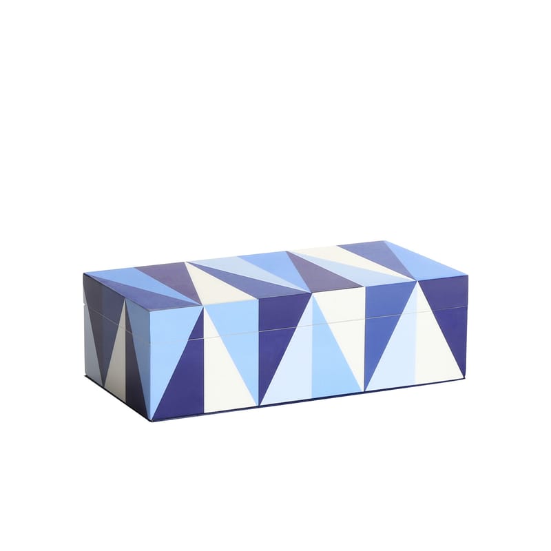 Decoration - Decorative Boxes - Sorrento Small Box wood blue / Lacquered wood - 20 x 10 cm - Jonathan Adler - Small / Blue & White - Lacquered wood