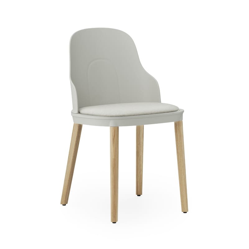 Furniture - Chairs - Allez INDOOR Chair plastic material textile grey natural wood / Fabric seat - Oak legs - Normann Copenhagen - Grey (Camira fabric) / Oak legs - Fabric, Foam, Lacquered solid oak, Polypropylene