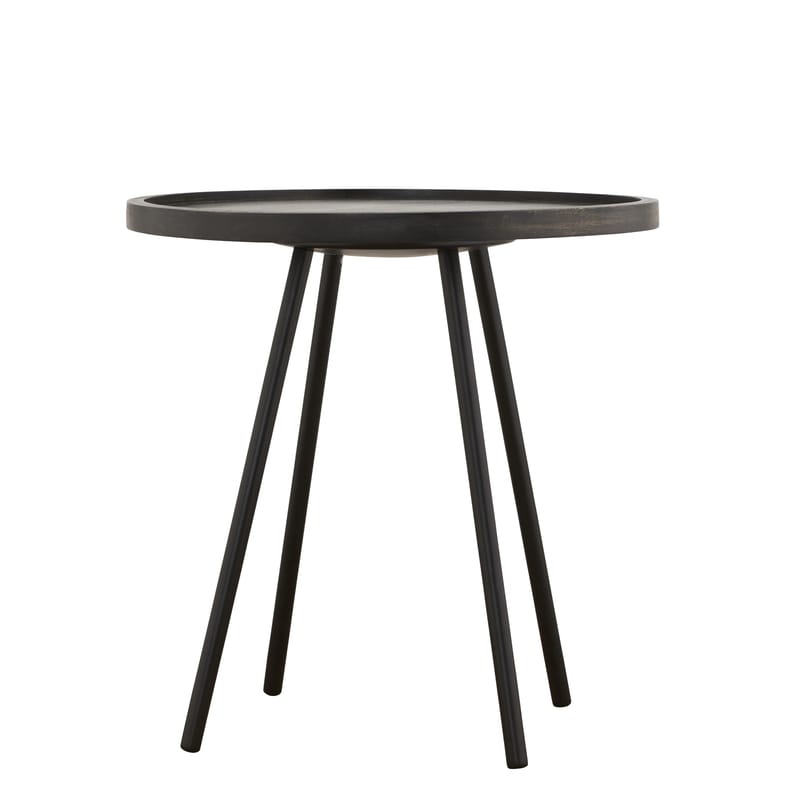 Furniture - Coffee Tables - Juco Coffee table wood black Ø 50 x H 50 cm - House Doctor - Black / Black legs - Painted iron, Tinted mango wood