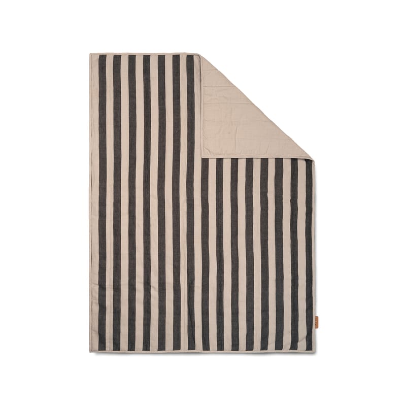 Tendances - New Nordic - Couverture Grand tissu noir beige / Matelassé - 170 x 120 cm - Ferm Living - Sable / Noir -  Duvet,  Plumes, Coton, Lin