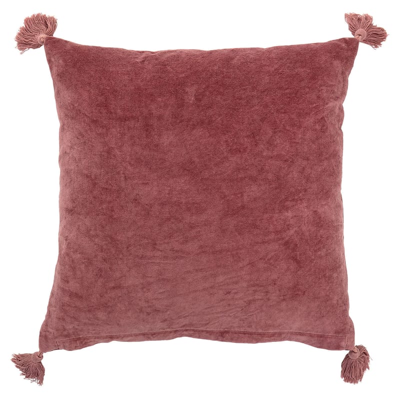 Decoration - Cushions & Poufs -  Cushion textile pink / Velvet - Tassels - Bloomingville - Pink - Cotton