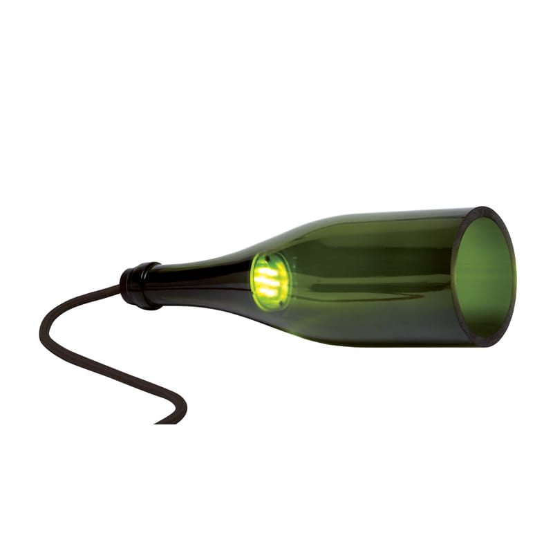 Luminaire - Lampes de table - Lampe de table Bouteille Torche LED verre vert / Applique - L\'Atelier du Vin - Vert / Câble noir - Verre