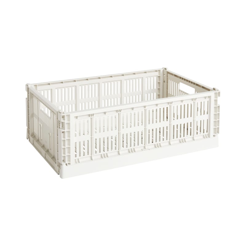 Décoration - Pour les enfants - Panier Colour Crate plastique blanc beige Large / 34,5 x 53 cm - Recyclé - Hay - Blanc cassé - Polypropylène recyclé