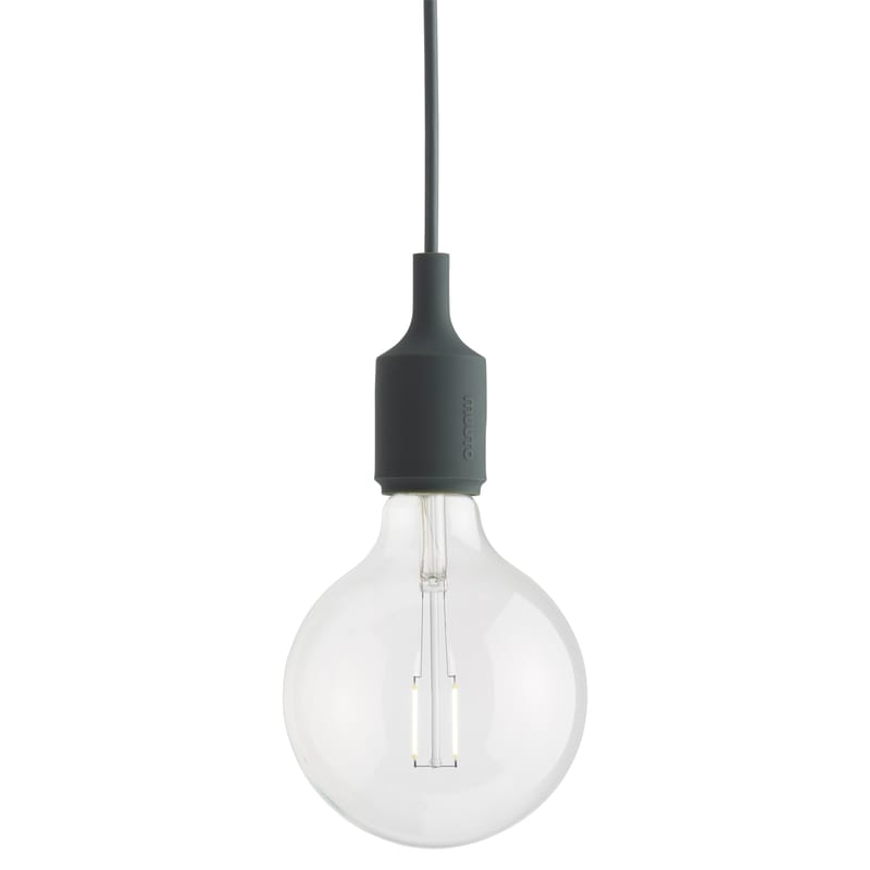 Luminaire - Suspensions - Suspension E27 plastique vert / Silicone - Ampoule incluse - Muuto - Vert foncé - Silicone
