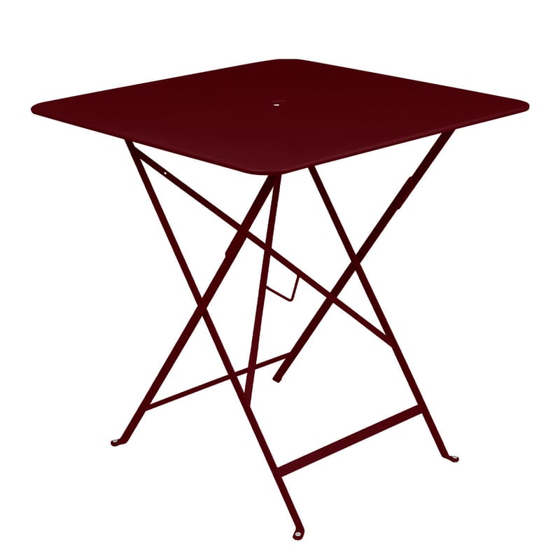 Jardin - Tables de jardin - Table pliante Bistro métal violet / 71 x 71 cm - Trou pour parasol - Fermob - Cerise noire - Acier laqué