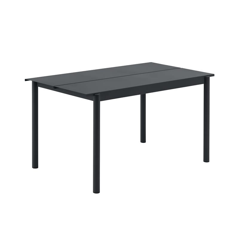 Jardin - Tables de jardin - Table rectangulaire Linear métal noir / 140 x 75 cm - Muuto - Noir - Acier revêtement poudre