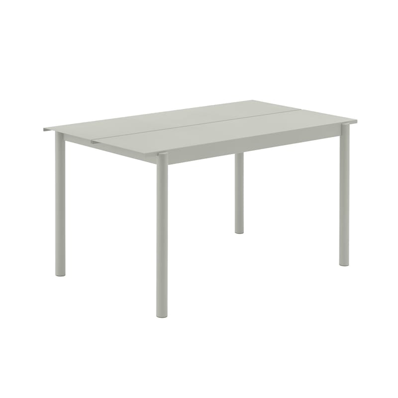 Outdoor - Tavoli  - Tavolo rettangolare Linear metallo grigio / Acciaio - 140 x 75 cm - Muuto - Grigio chiaro - Acciaio verniciato a polvere