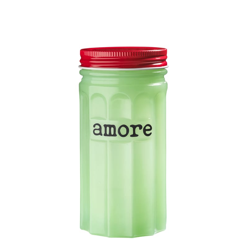 Table et cuisine - Boîtes et conservation - Boîte Amore céramique vert / H 14,5 cm - Bitossi Home - Amore  / Vert & rouge - Porcelaine