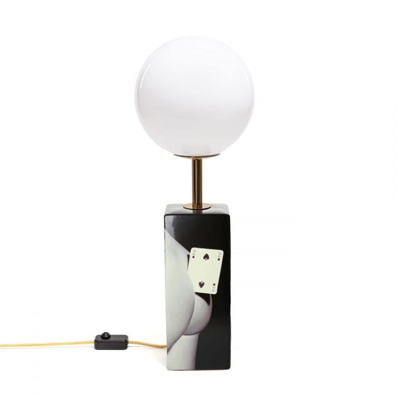 Luminaire - Lampes de table - Lampe de table Toiletpaper - Two of Spades verre céramique blanc noir / H 70 cm - Seletti - Two of Spades - Métal, Porcelaine, Verre