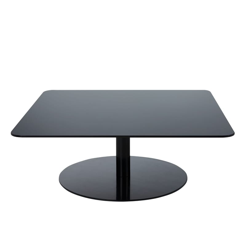 Mobilier - Tables basses - Table basse Flash verre noir / 80 x 80 x H 30 cm - Tom Dixon - Noir / Pied noir - Acier laqué, Verre