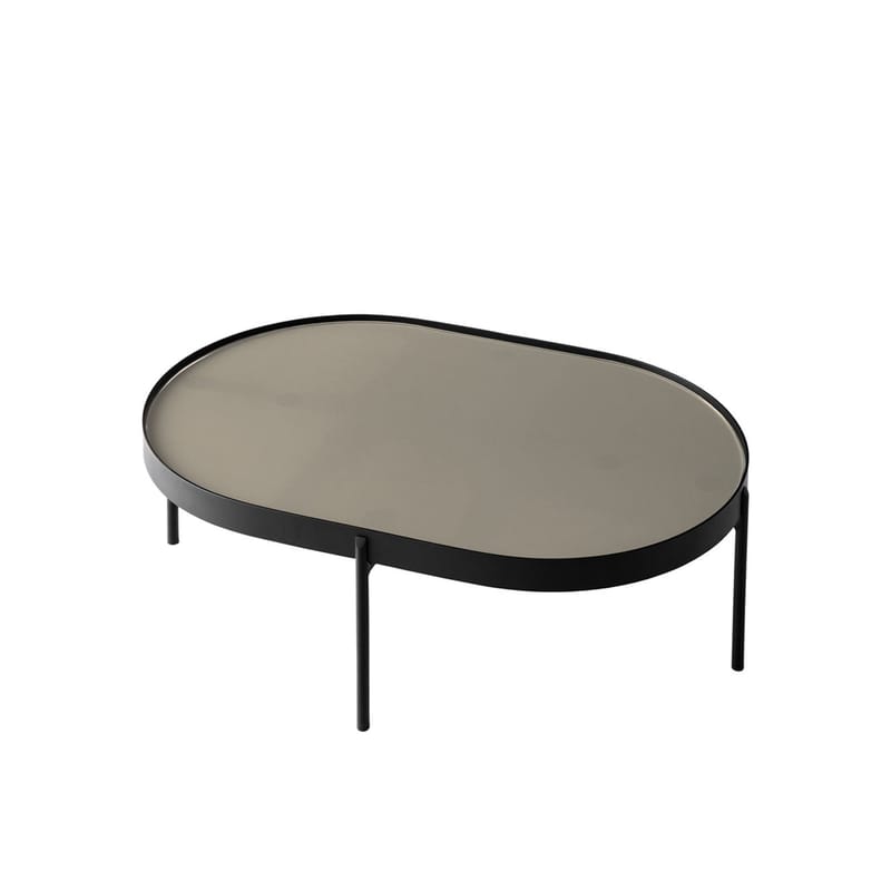 Mobilier - Tables basses - Table basse No-No Small métal verre gris noir / 75 x 50 x H 25 cm - Audo Copenhagen - Gris / structure noire - Acier poudré, Verre poli