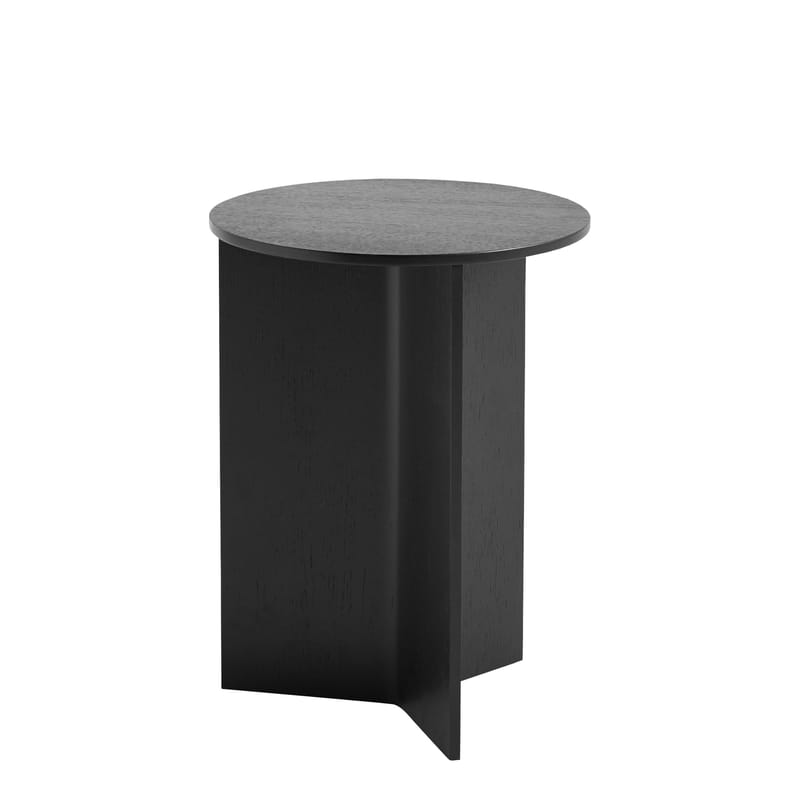 Mobilier - Tables basses - Table d\'appoint Slit Wood bois noir / Haute - Ø 35 X H 47 cm / Bois - Hay - Noir - Placage de chêne