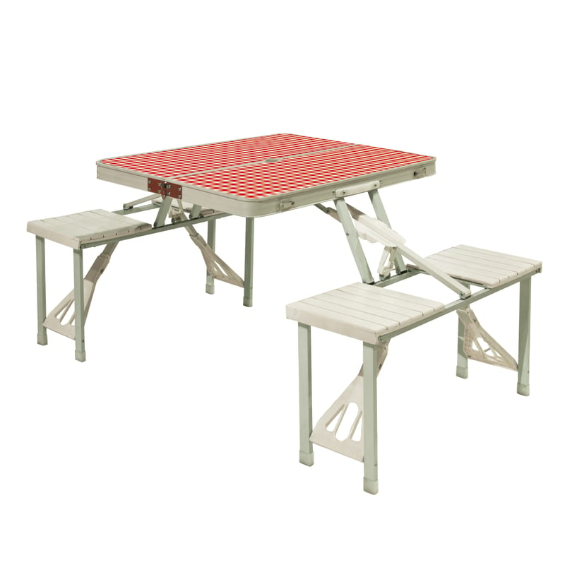 Jardin - Tables de jardin - Table pliante Festival   / Table-valise de pique-nique avec bancs - Seletti - Blanc & rouge - Matériau plastique, Métal