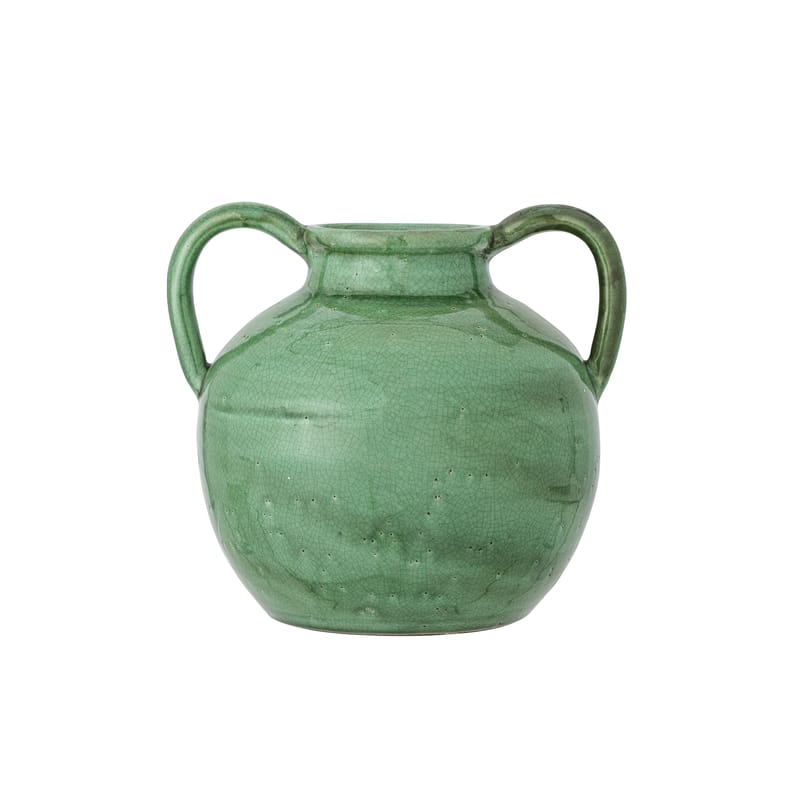 Décoration - Vases - Vase Cham céramique vert / Terre cuite - Ø 26 x H 25,5 cm - Bloomingville - Vert - Terre cuite émaillée
