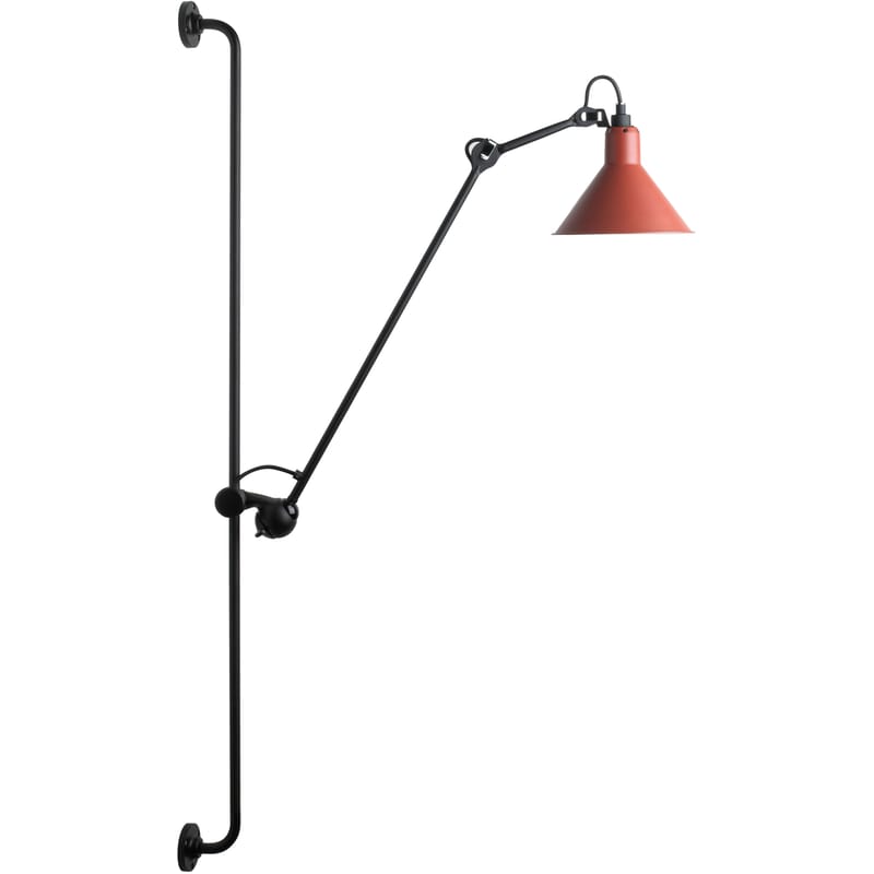 Luminaire - Appliques - Applique avec prise N°214 métal rouge / Lampe Gras - DCW éditions - Rouge / Bras noir - Acier