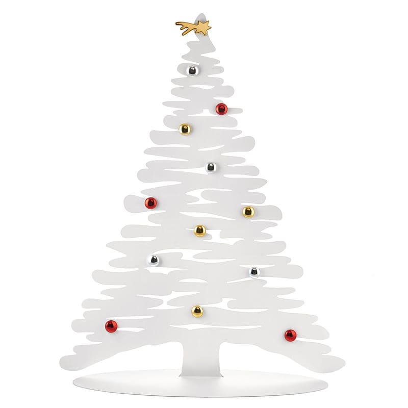 Eco Design - Produzione locale - Decorazione natalizie Bark for Christmas metallo bianco / H 70 cm - Abete in acciaio + 13 magneti colorati - Alessi - Bianco - Acciaio, Porcellana