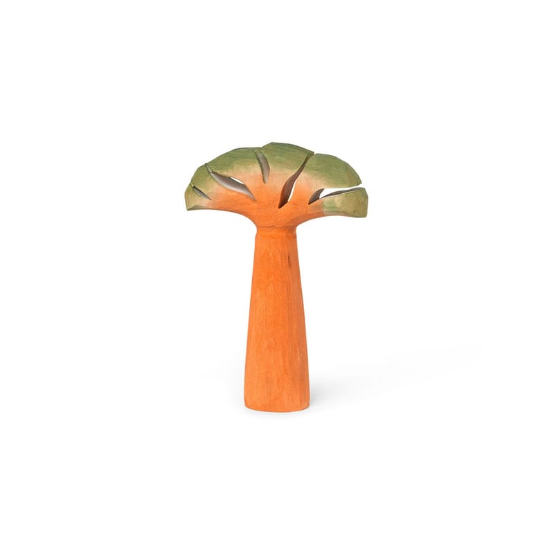 Dekoration - Für Kinder - Dekoration Baobab holz orange / Handgeschnitztes Holz - L 12 x H 17 cm - Ferm Living - Affenbrotbaum / Grün & Orange - Espenholz