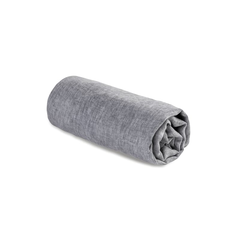 Décoration - Textile - Drap-housse 140 x 200 cm  tissu gris / Lin lavé - Au Printemps Paris - 140 x 200 cm / Chiné anthracite - Lin lavé