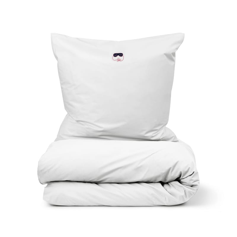 Décoration - Textile - Parure de lit 2 personnes Snooze tissu blanc / 200 x 220 cm - Normann Copenhagen - Blanc / Deep Sleep - Percale de coton OEKO-TEX
