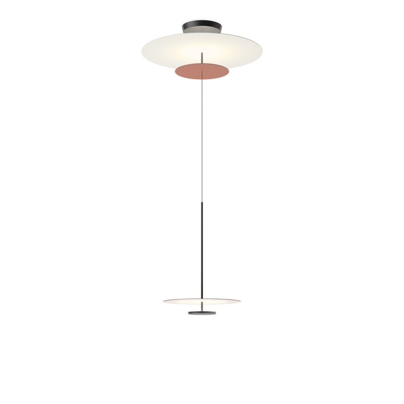 Flat LED Pendant metal red 90 cm 4 discs Vibia