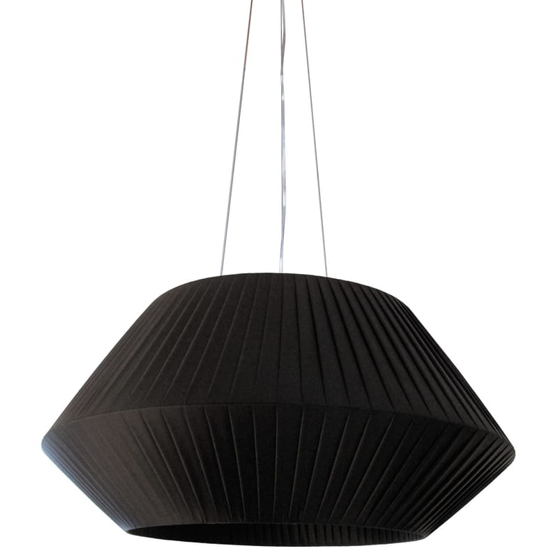 Lighting - Pendant Lighting - Ruban Pendant textile black Ø 90 cm - Dix Heures Dix - Black - Polyester fabric