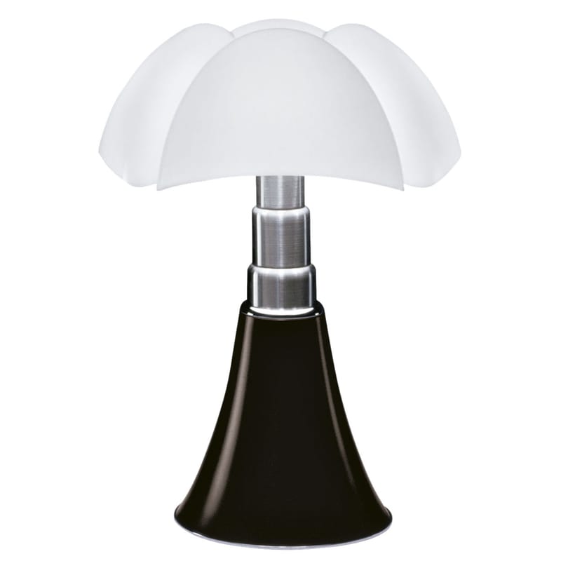Lighting - Table Lamps - Pipistrello LED Table lamp metal plastic material brown / H 66 to 86 cm - Martinelli Luce - Dark brown / White lampshade - Galvanized steel, Lacquered aluminium, Opaline methacrylate