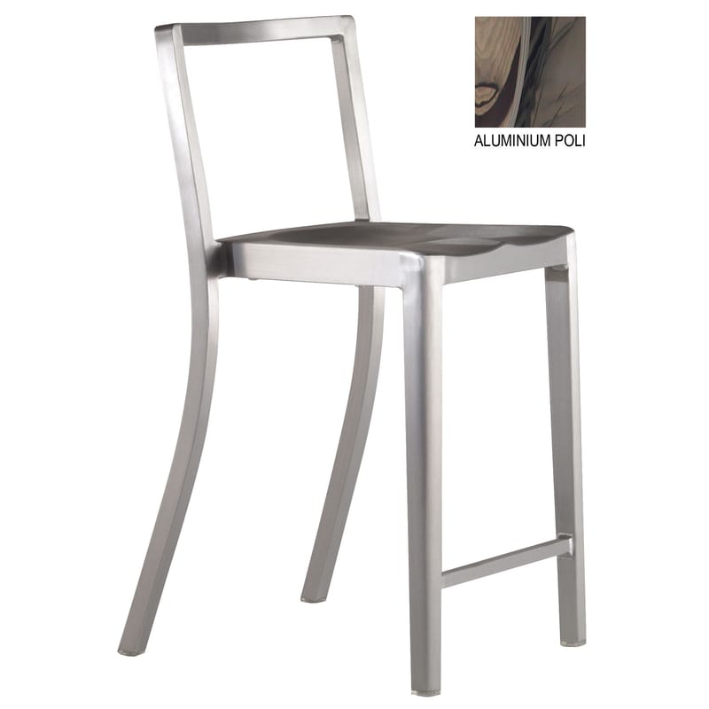 Mobilier - Tabourets de bar - Chaise de bar Icon Indoor métal / H 61 cm - Aluminium poli - Emeco - Aluminium poli (indoor) - Aluminium poli recyclé