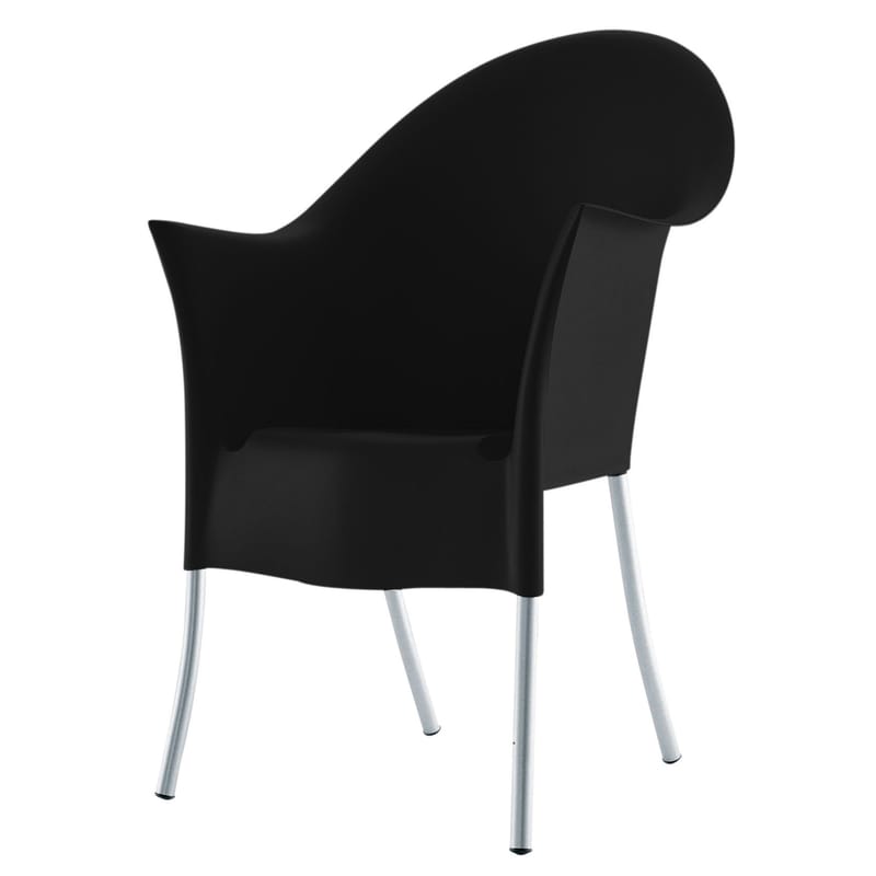 Mobilier - Chaises, fauteuils de salle à manger - Fauteuil empilable Lord Yo plastique noir - Driade - Noir - Aluminium, Polypropylène