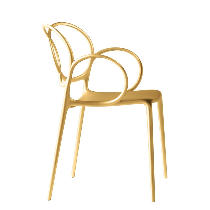 Mobilier - Chaises, fauteuils de salle à manger - Fauteuil empilable Sissi Indoor - Driade - Or - Fibre de verre, Polyéthylène, Polypropylène