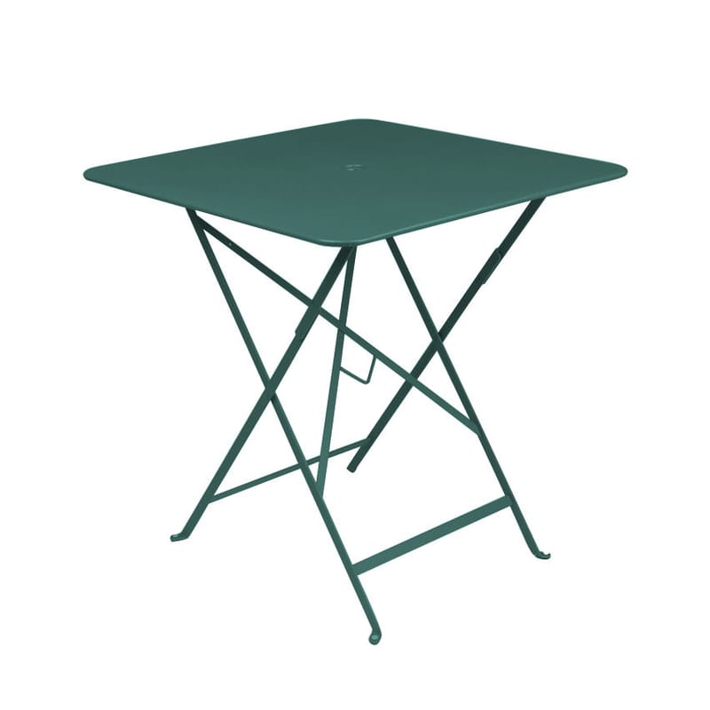 Outdoor - Garden Tables - Bistro Foldable table metal green 71 x 71 cm - Foldable - With umbrella hole - Fermob - Cedar green - Lacquered steel
